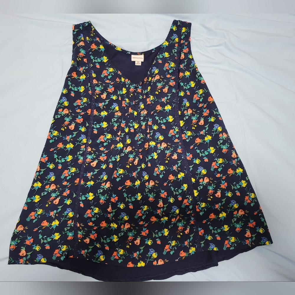 Merona Target Navy Blue Floral Tank Top XXL